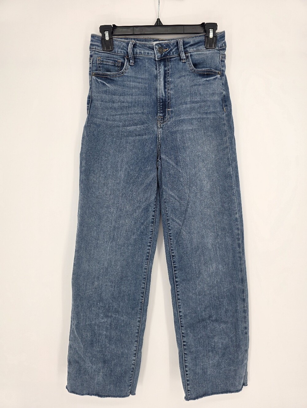 Hidden Jeans High Rise Wide Leg Raw Hem Denim Size 27 Medium Wash